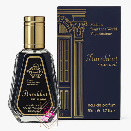 Fragrance World Barakkat Satin Oud Eau De Parfum 50 ml – Luxurious Oriental Scent | Svajoniukas