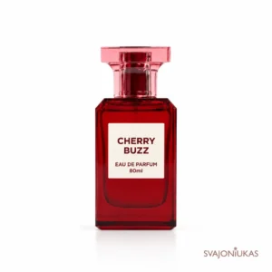 Fragrance World Cherry Buzz 80 ml pakuotė – gaivūs vyšnių kvepalai, Electric Cherry stiliaus aromatas