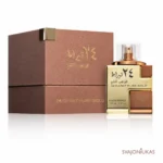 Lattafa 24 Carat Pure Gold EDP 100 ml unisex kvepalai - pakuotė ir buteliukas
